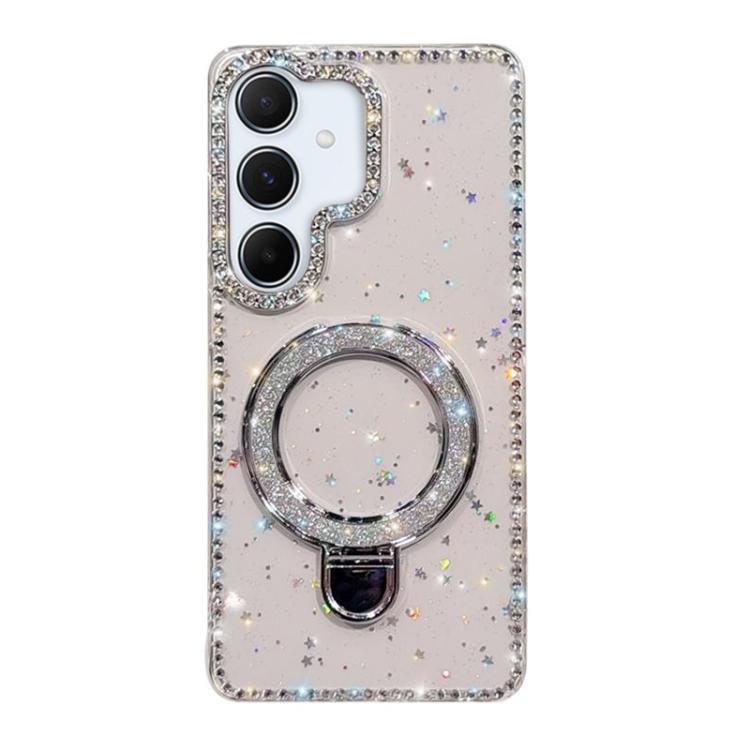 Custodia per telefono IMD a doppia faccia con supporto glitterato e strass, For Samsung Galaxy A16 5G, For Samsung Galaxy S24 FE 5G, For Samsung Galaxy A15 5G, For Samsung Galaxy A55 5G