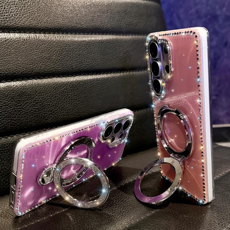 Custodia per telefono IMD a doppia faccia con supporto glitterato e strass, For Samsung Galaxy S26+ 5G, For Samsung Galaxy S26 Ultra 5G, For Samsung Galaxy S26 5G, For Samsung Galaxy S25 FE  5G