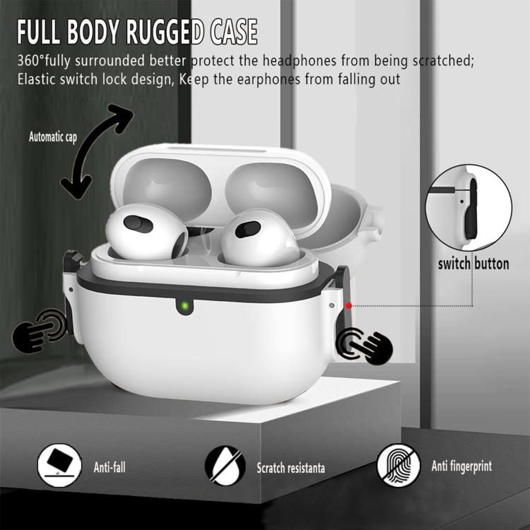Cover protettiva per auricolari PC con interruttore a molla bilaterale e moschettone., For AirPods Pro 3, For AirPods Pro 2