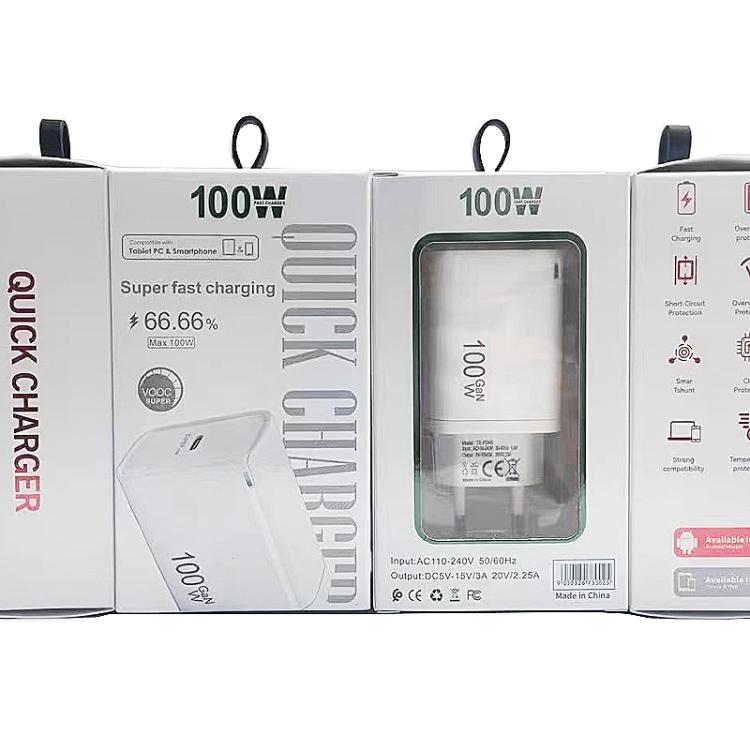 Caricabatterie TE-PD46 GaN 100W PD 45W completamente compatibile con cavo dati da Type-C a Type-C, spina UE