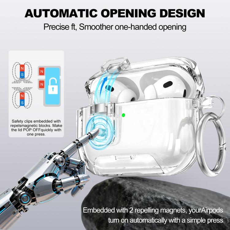 Custodia protettiva in TPU con fibbia magnetica a forma di stella e anello per le dita per auricolari., For AirPods Pro 3