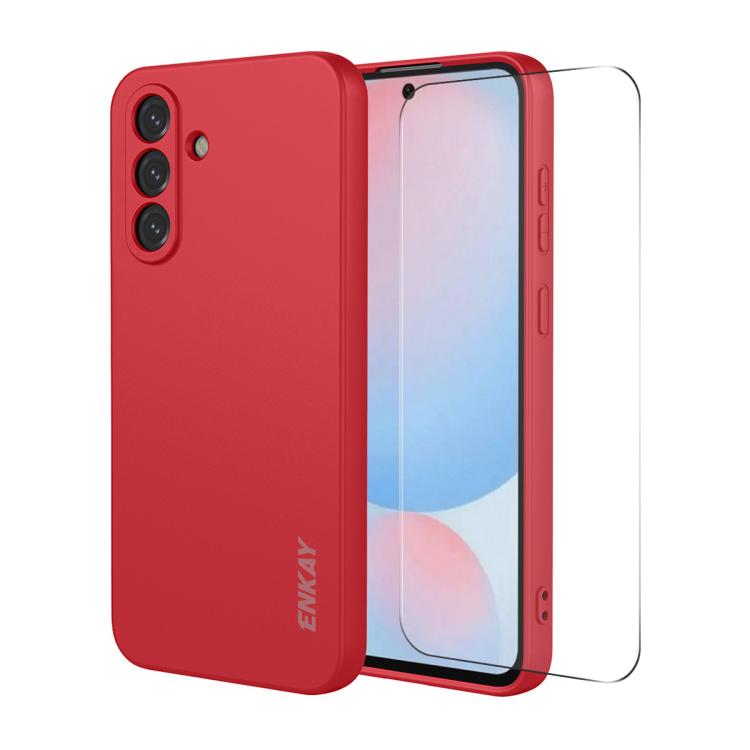Custodia per telefono ENKAY in morbido silicone liquido antiurto con ampia pellicola protettiva sui bordi arrotondati., For Samsung Galaxy A57 5G, For Samsung Galaxy A37 5G