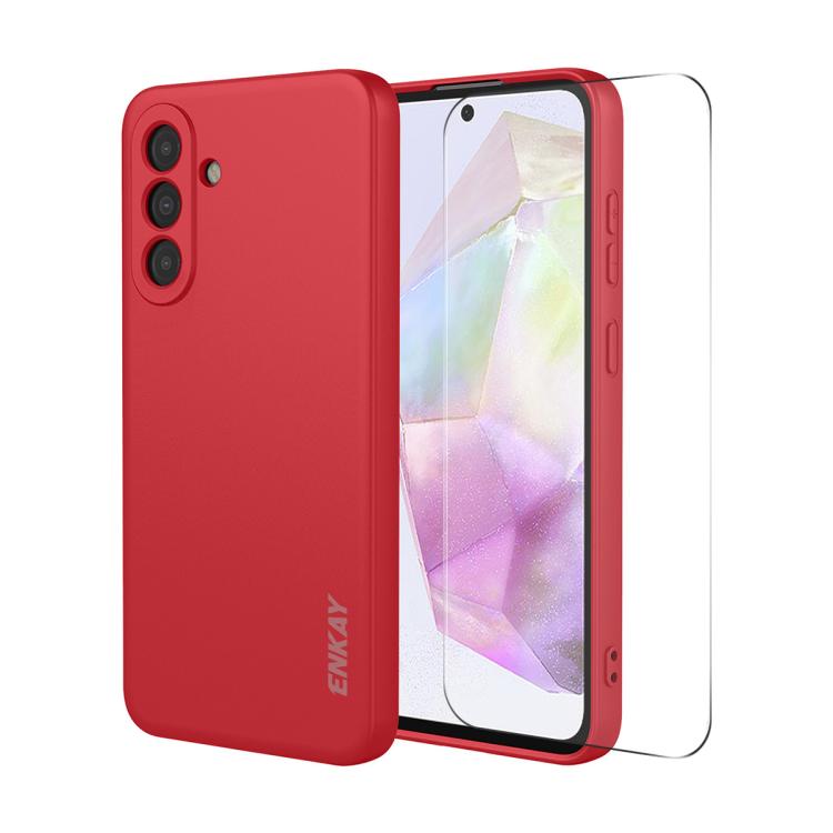 Custodia per telefono ENKAY in morbido silicone liquido antiurto con ampia pellicola protettiva sui bordi arrotondati., For Samsung Galaxy A57 5G, For Samsung Galaxy A37 5G