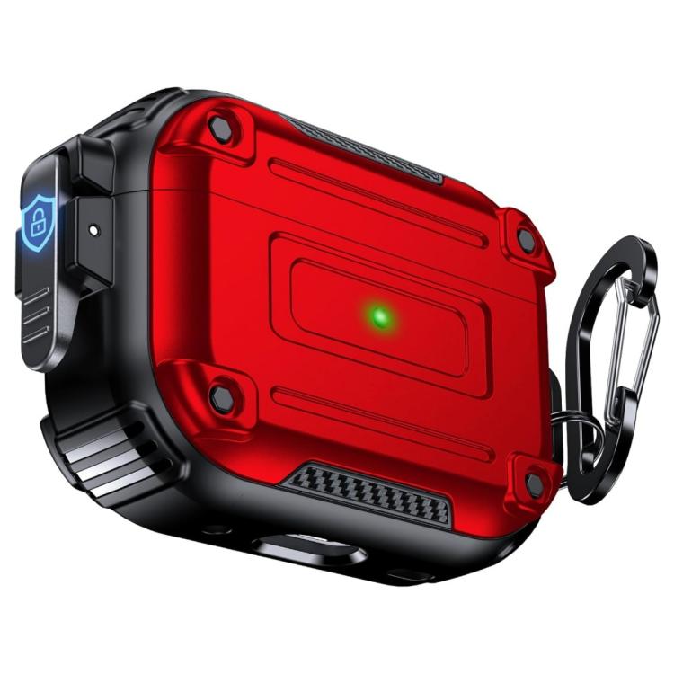 Custodia protettiva per auricolari con fibbia di sicurezza in fibra di carbonio e moschettone Armor, For AirPods Pro 2