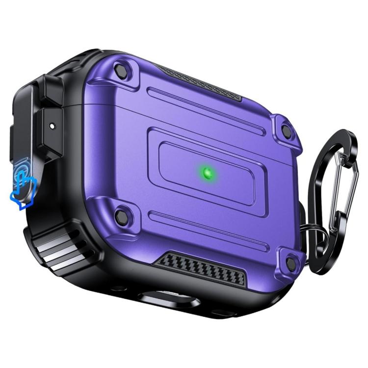Custodia protettiva per auricolari con fibbia di sicurezza in fibra di carbonio e moschettone Armor, For AirPods Pro 2