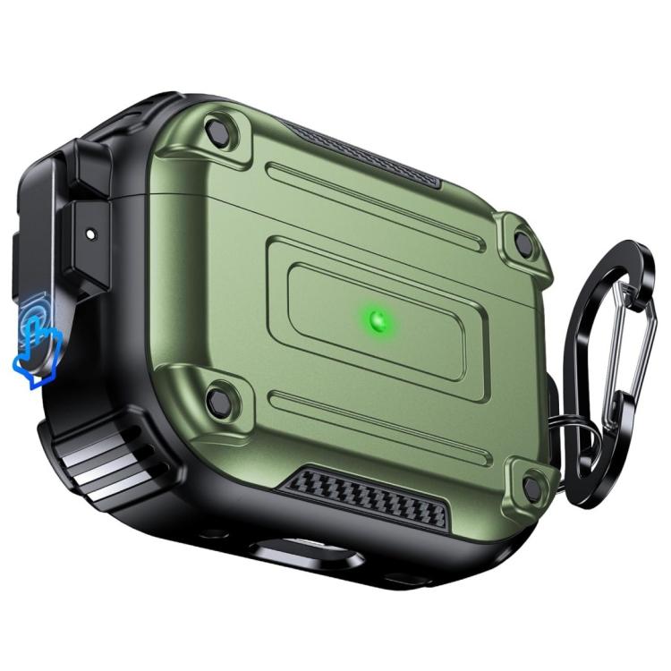 Custodia protettiva per auricolari con fibbia di sicurezza in fibra di carbonio e moschettone Armor, For AirPods Pro 2