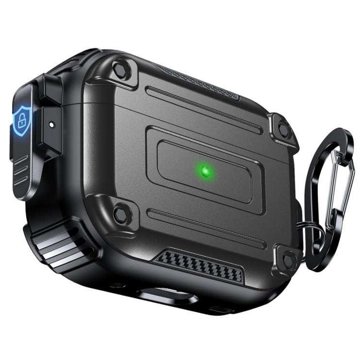Custodia protettiva per auricolari con fibbia di sicurezza in fibra di carbonio e moschettone Armor, For AirPods Pro 2