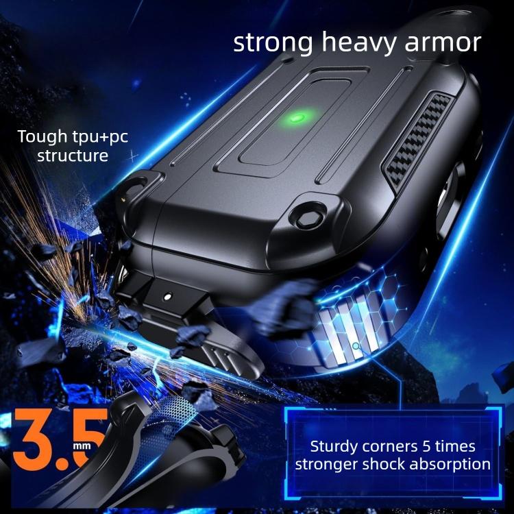 Custodia protettiva per auricolari con fibbia di sicurezza in fibra di carbonio e moschettone Armor, For AirPods Pro 2