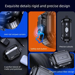 Custodia protettiva per auricolari con fibbia di sicurezza in fibra di carbonio e moschettone Armor, For AirPods Pro 2