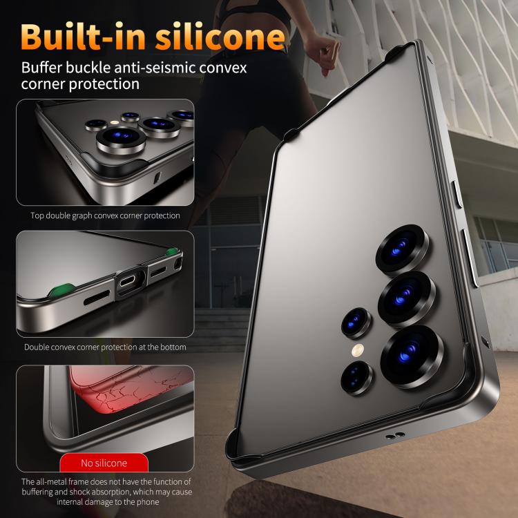 Custodia per telefono con cornice di raffreddamento antiurto a quattro angoli in metallo e silicone ibrido., For Samsung Galaxy S24+ 5G, For Samsung Galaxy S24 5G