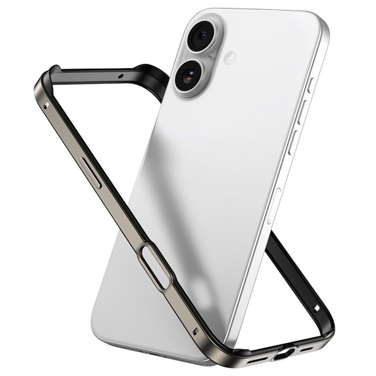 Custodia per telefono con cornice di raffreddamento antiurto a quattro angoli in metallo e silicone ibrido., For iPhone 16 Plus, For iPhone 16