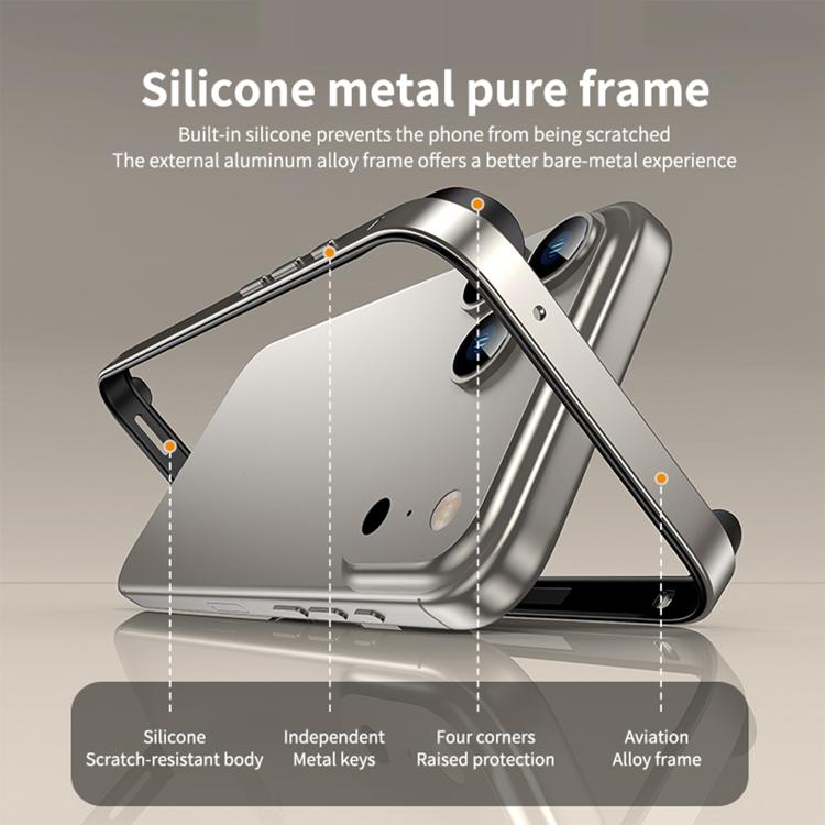 Custodia per telefono con cornice di raffreddamento antiurto a quattro angoli in metallo e silicone ibrido., For iPhone 17 Pro Max, For iPhone 17 Pro