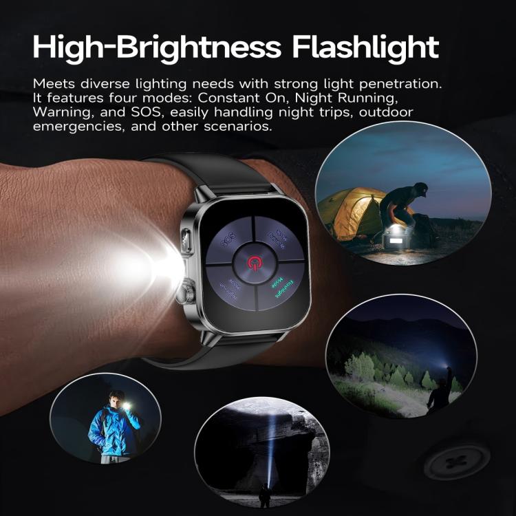 Smartwatch ET571 con schermo a colori da 2 pollici, Bluetooth e cinturino in silicone, supporto per il monitoraggio della salute/ECG.