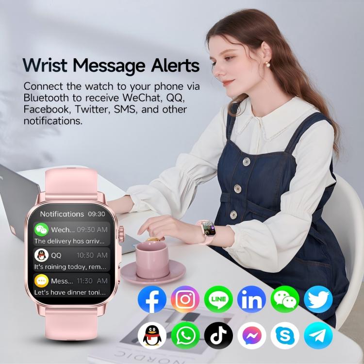 Smartwatch ET571 con schermo a colori da 2 pollici, Bluetooth e cinturino in silicone, supporto per il monitoraggio della salute/ECG.