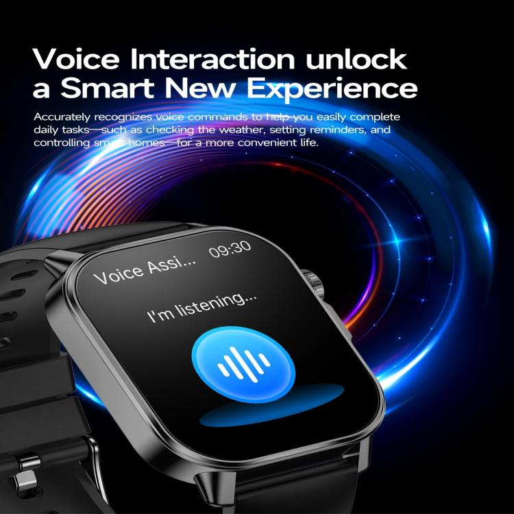 Smartwatch ET571 con schermo a colori da 2 pollici, Bluetooth e cinturino in silicone, supporto per il monitoraggio della salute/ECG.