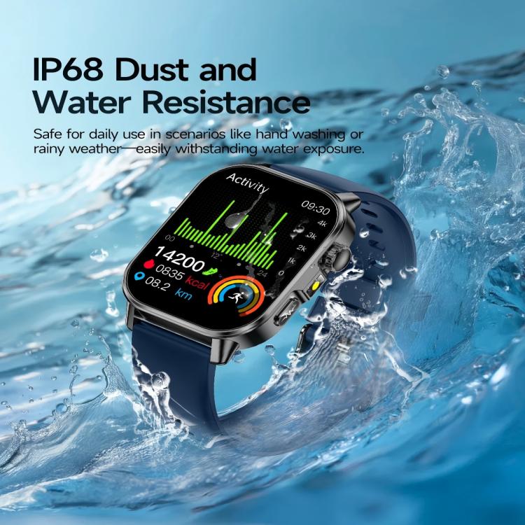 Smartwatch ET571 con schermo a colori da 2 pollici, Bluetooth e cinturino in silicone, supporto per il monitoraggio della salute/ECG.
