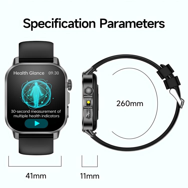 Smartwatch ET571 con schermo a colori da 2 pollici, Bluetooth e cinturino in silicone, supporto per il monitoraggio della salute/ECG.
