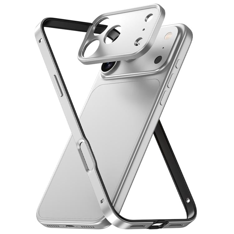 Custodia sottile per telefono con cornice in metallo, ibrida in lega di alluminio e silicone, con bordo in silicone e sistema di raffreddamento integrato., For iPhone 17 Pro Max, For iPhone 17 Pro