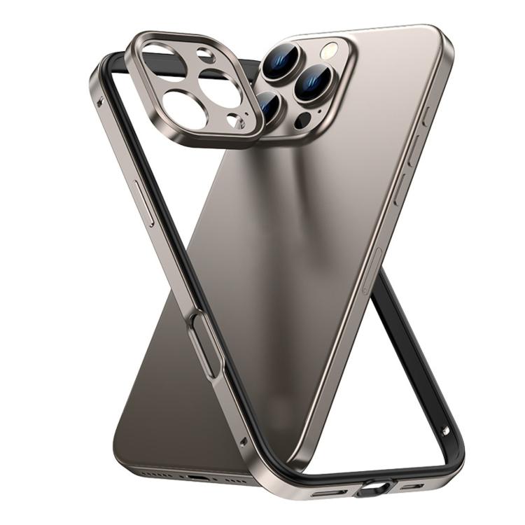 Custodia sottile per telefono con cornice in metallo, ibrida in lega di alluminio e silicone, con bordo in silicone e sistema di raffreddamento integrato., For iPhone 16 Pro Max, For iPhone 16 Pro, For iPhone 15 Pro Max, For iPhone 15 Pro
