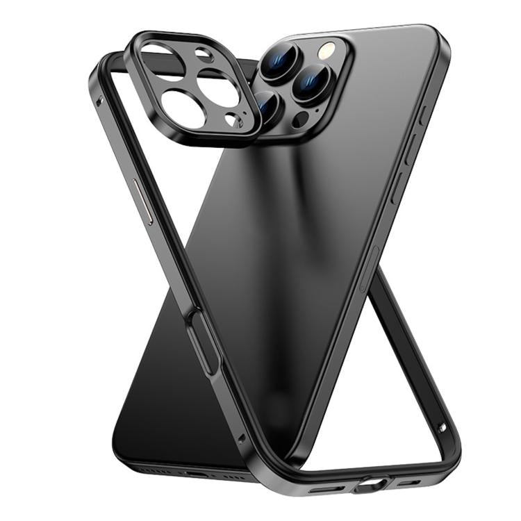 Custodia sottile per telefono con cornice in metallo, ibrida in lega di alluminio e silicone, con bordo in silicone e sistema di raffreddamento integrato., For iPhone 16 Pro Max, For iPhone 16 Pro, For iPhone 15 Pro Max, For iPhone 15 Pro