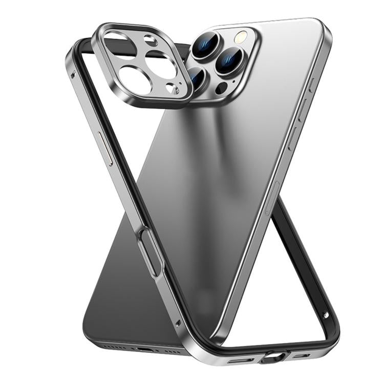 Custodia sottile per telefono con cornice in metallo, ibrida in lega di alluminio e silicone, con bordo in silicone e sistema di raffreddamento integrato., For iPhone 16 Pro Max, For iPhone 16 Pro, For iPhone 15 Pro Max, For iPhone 15 Pro