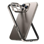 Custodia sottile per telefono con cornice in metallo, ibrida in lega di alluminio e silicone, con bordo in silicone e sistema di raffreddamento integrato., For iPhone 16 Pro Max, For iPhone 16 Pro, For iPhone 15 Pro Max, For iPhone 15 Pro