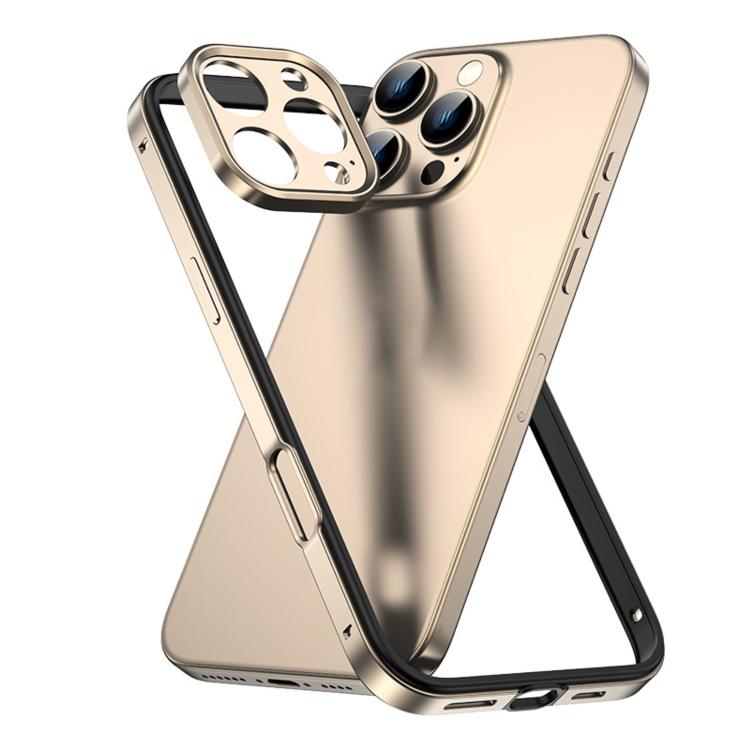 Custodia sottile per telefono con cornice in metallo, ibrida in lega di alluminio e silicone, con bordo in silicone e sistema di raffreddamento integrato., For iPhone 16 Pro Max, For iPhone 16 Pro, For iPhone 15 Pro Max, For iPhone 15 Pro