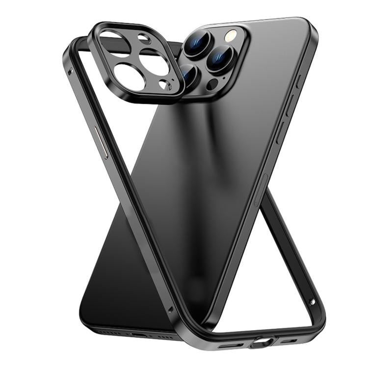 Custodia sottile per telefono con cornice in metallo, ibrida in lega di alluminio e silicone, con bordo in silicone e sistema di raffreddamento integrato., For iPhone 16 Pro Max, For iPhone 16 Pro, For iPhone 15 Pro Max, For iPhone 15 Pro
