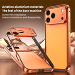 Custodia sottile per telefono con cornice in metallo, ibrida in lega di alluminio e silicone, con bordo in silicone e sistema di raffreddamento integrato., For iPhone 16 Pro Max, For iPhone 16 Pro, For iPhone 15 Pro Max, For iPhone 15 Pro