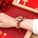 Cinturino per orologio intrecciato con perline e corda, perfetto per Capodanno., For Apple Watch 46mm / 49mm / 45mm / 44mm, For Apple Watch 42mm / 41mm / 40mm / 38mm