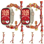 Cinturino per orologio intrecciato con perline e corda, perfetto per Capodanno., For Apple Watch 46mm / 49mm / 45mm / 44mm, For Apple Watch 42mm / 41mm / 40mm / 38mm