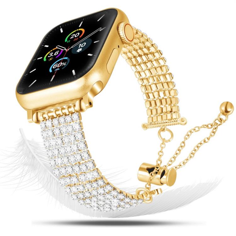 Cinturino per orologio di lusso con chiusura a catena e diamanti in metallo., For Apple Watch 46mm / 49mm / 45mm / 44mm, For Apple Watch 42mm / 41mm / 40mm / 38mm