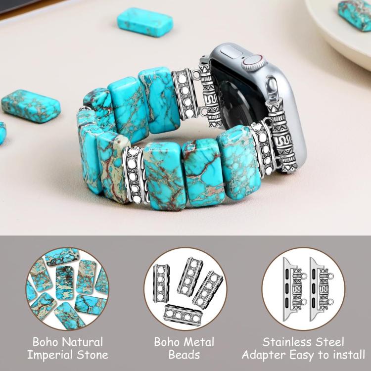 Bracciale in ceramica con pietra imperiale e cinturino per orologio, For Apple Watch 46mm / 49mm / 45mm / 44mm, For Apple Watch 42mm / 41mm / 40mm / 38mm