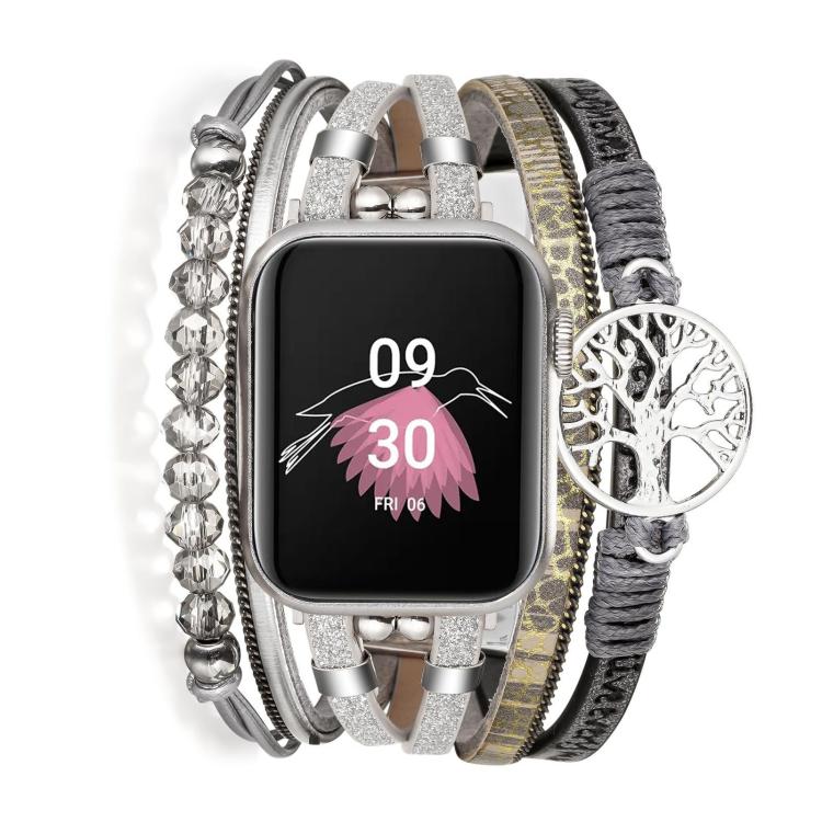 Ciondolo Albero della Vita in metallo, cinturino per orologio in vera pelle, For Apple Watch 46mm / 49mm / 45mm / 44mm, For Apple Watch 42mm / 41mm / 40mm / 38mm