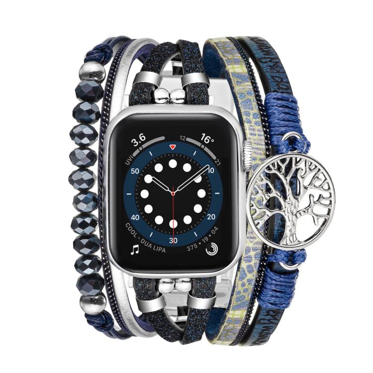 Ciondolo Albero della Vita in metallo, cinturino per orologio in vera pelle, For Apple Watch 46mm / 49mm / 45mm / 44mm, For Apple Watch 42mm / 41mm / 40mm / 38mm