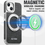 Custodia magnetica per telefono Suteni G6 con motivo denim galvanizzato e supporto girevole a 360°., For iPhone 15, For iPhone 14, For iPhone 14 Pro, For iPhone 14 Pro Max, For iPhone 13 Pro Max, For iPhone 13 Pro, For iPhone 13