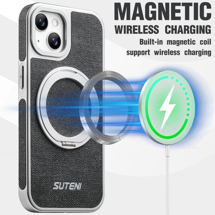 Custodia magnetica per telefono Suteni G6 con motivo denim galvanizzato e supporto girevole a 360°., For iPhone 15, For iPhone 14, For iPhone 14 Pro, For iPhone 14 Pro Max, For iPhone 13 Pro Max, For iPhone 13 Pro, For iPhone 13
