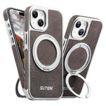 Custodia magnetica per telefono Suteni G6 con motivo denim galvanizzato e supporto girevole a 360°., For iPhone 15, For iPhone 14, For iPhone 14 Pro, For iPhone 14 Pro Max, For iPhone 13 Pro Max, For iPhone 13 Pro, For iPhone 13
