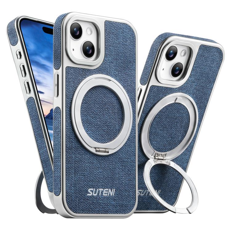 Custodia magnetica per telefono Suteni G6 con motivo denim galvanizzato e supporto girevole a 360°., For iPhone 15, For iPhone 14, For iPhone 14 Pro, For iPhone 14 Pro Max, For iPhone 13 Pro Max, For iPhone 13 Pro, For iPhone 13