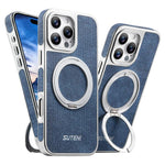 Custodia magnetica per telefono Suteni G6 con motivo denim galvanizzato e supporto girevole a 360°., For iPhone 15, For iPhone 14, For iPhone 14 Pro, For iPhone 14 Pro Max, For iPhone 13 Pro Max, For iPhone 13 Pro, For iPhone 13