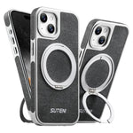 Custodia magnetica per telefono Suteni G6 con motivo denim galvanizzato e supporto girevole a 360°., For iPhone 15, For iPhone 14, For iPhone 14 Pro, For iPhone 14 Pro Max, For iPhone 13 Pro Max, For iPhone 13 Pro, For iPhone 13