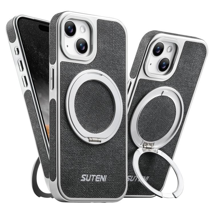 Custodia magnetica per telefono Suteni G6 con motivo denim galvanizzato e supporto girevole a 360°., For iPhone 15, For iPhone 14, For iPhone 14 Pro, For iPhone 14 Pro Max, For iPhone 13 Pro Max, For iPhone 13 Pro, For iPhone 13