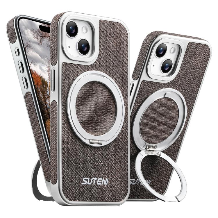 Custodia magnetica per telefono Suteni G6 con motivo denim galvanizzato e supporto girevole a 360°., For iPhone 15, For iPhone 14, For iPhone 14 Pro, For iPhone 14 Pro Max, For iPhone 13 Pro Max, For iPhone 13 Pro, For iPhone 13