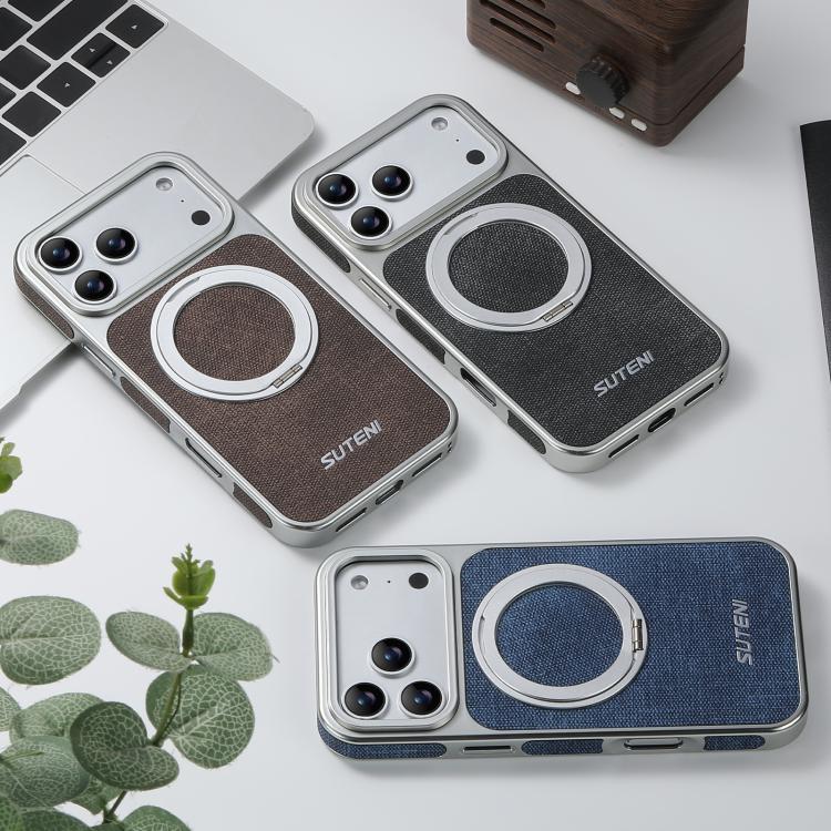 Custodia magnetica per telefono Suteni G6 con motivo denim galvanizzato e supporto girevole a 360°., For iPhone 15, For iPhone 14, For iPhone 14 Pro, For iPhone 14 Pro Max, For iPhone 13 Pro Max, For iPhone 13 Pro, For iPhone 13