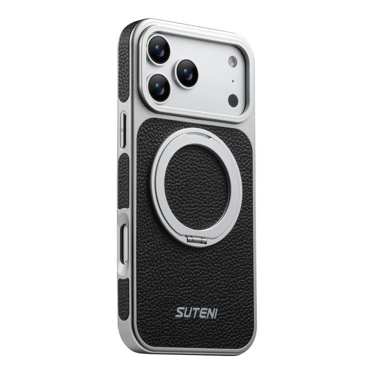 Custodia magnetica per telefono Suteni G6 con texture Litchi, galvanizzata, con supporto girevole a 360°., For iPhone 17 Pro Max, For iPhone 17 Pro, For iPhone 17, For iPhone 16 Pro Max, For iPhone 16 Pro, For iPhone 16, For iPhone 15 Pro Max          ...