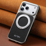 Custodia magnetica per telefono Suteni G6 con texture Litchi, galvanizzata, con supporto girevole a 360°., For iPhone 17 Pro Max, For iPhone 17 Pro, For iPhone 17, For iPhone 16 Pro Max, For iPhone 16 Pro, For iPhone 16, For iPhone 15 Pro Max          ...