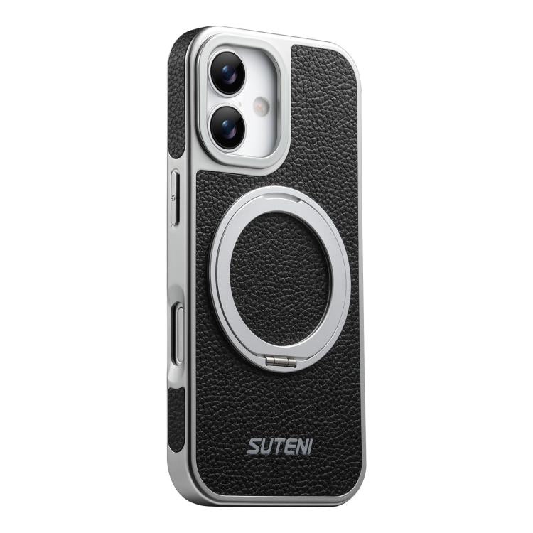 Custodia magnetica per telefono Suteni G6 con texture Litchi, galvanizzata, con supporto girevole a 360°., For iPhone 17 Pro Max, For iPhone 17 Pro, For iPhone 17, For iPhone 16 Pro Max, For iPhone 16 Pro, For iPhone 16, For iPhone 15 Pro Max          ...