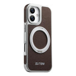 Custodia magnetica per telefono Suteni G6 con texture Litchi, galvanizzata, con supporto girevole a 360°., For iPhone 17 Pro Max, For iPhone 17 Pro, For iPhone 17, For iPhone 16 Pro Max, For iPhone 16 Pro, For iPhone 16, For iPhone 15 Pro Max          ...