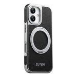 Custodia magnetica per telefono Suteni G6 con texture Litchi, galvanizzata, con supporto girevole a 360°., For iPhone 17 Pro Max, For iPhone 17 Pro, For iPhone 17, For iPhone 16 Pro Max, For iPhone 16 Pro, For iPhone 16, For iPhone 15 Pro Max          ...