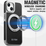 Custodia magnetica per telefono Suteni G6 con texture Litchi, galvanizzata, con supporto girevole a 360°., For iPhone 15, For iPhone 14, For iPhone 14 Pro, For iPhone 14 Pro Max, For iPhone 13 Pro Max, For iPhone 13 Pro, For iPhone 13